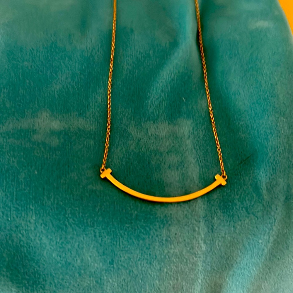Tiffany "smile" 14k Gold adjustable 16-18 inch necklace